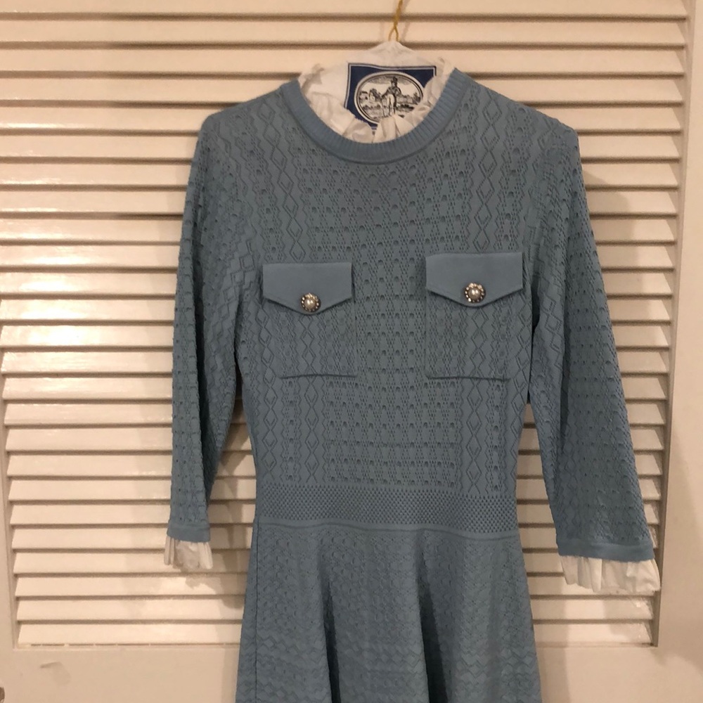 NWOT VERY CHANEL LIKE BLUE KNOT DRESS W/ Ruffle